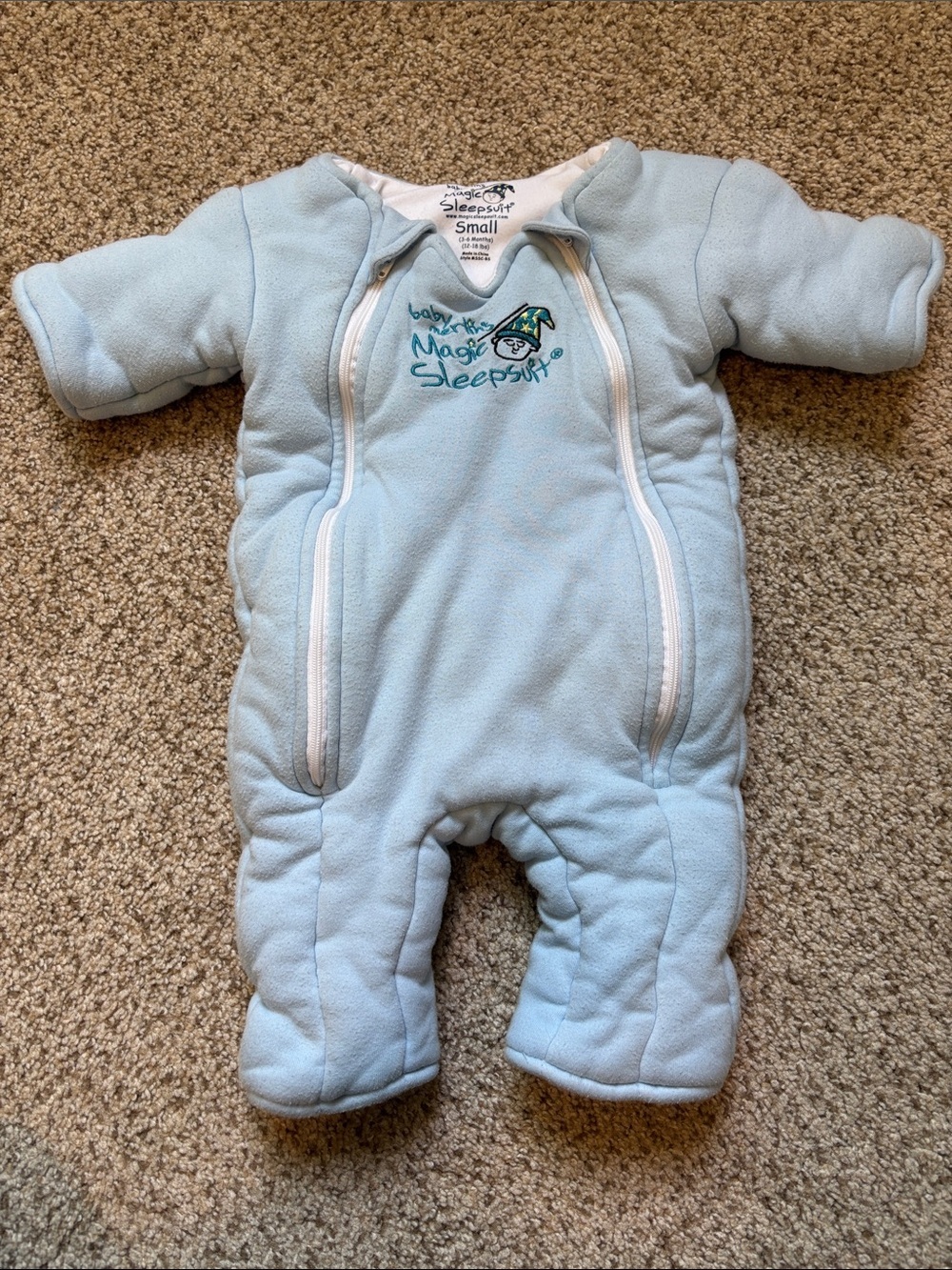 Baby Merlin’s Magic Light Blue Sleepsuit Size Small 3-6 Months 100% Cotton
